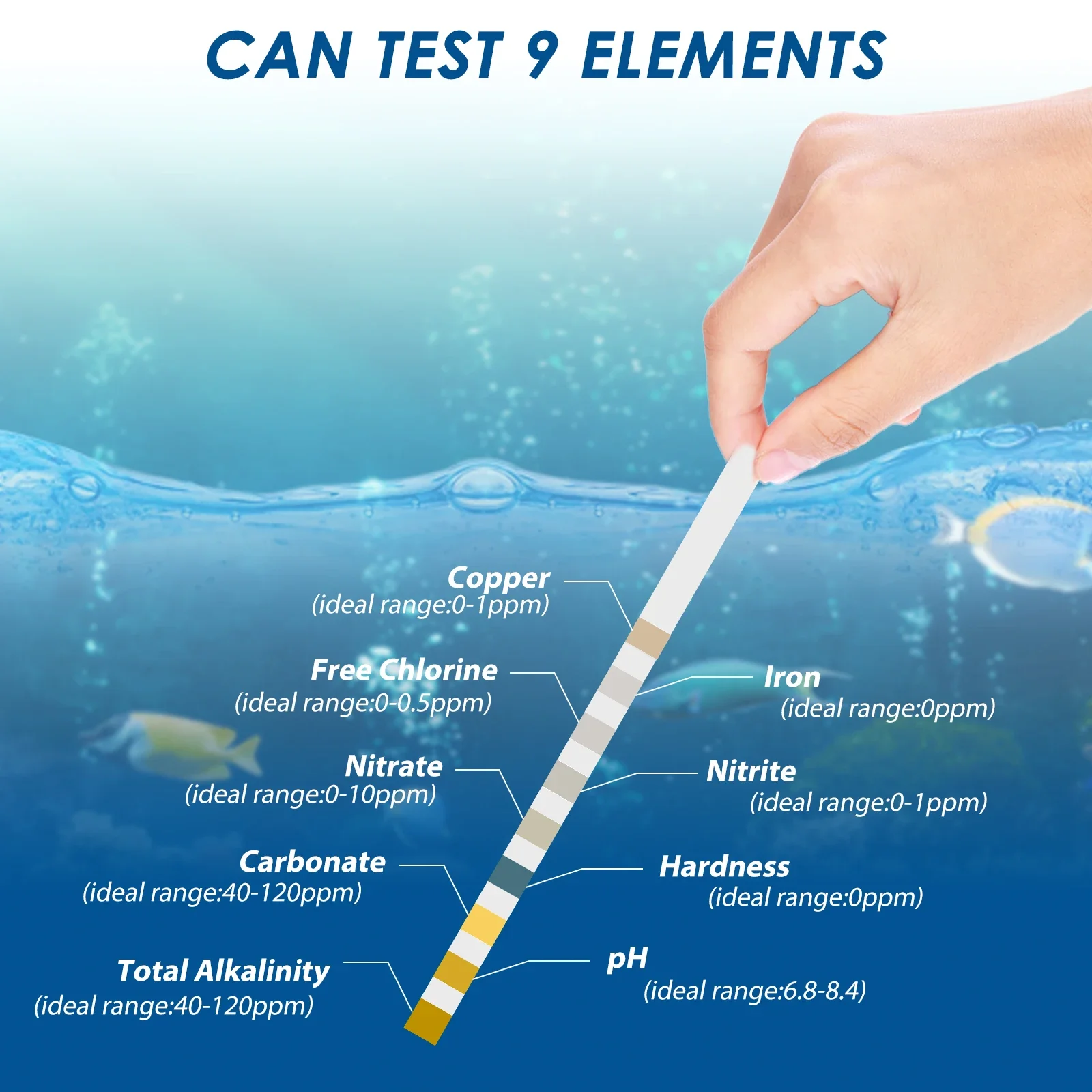 100 Pcs 9-IN-1 Aquarium Test F - Marine Aquarium Water Test Kit ulasan dan harga