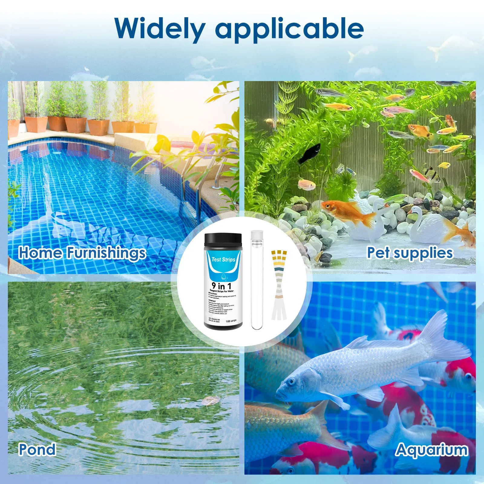 100 Pcs 9-IN-1 Aquarium Test F - Marine Aquarium Water Test Kit ulasan dan harga